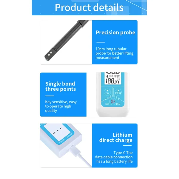 Multifunctional Portable Digital Salinity Meter High Accuracy for Water Salinity Analysis
