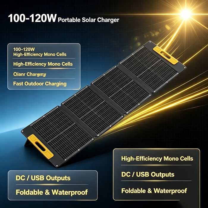 20W Portable Foldable Solar Charger Panel, High‑Efficiency Monocrystalline Solar Power for Van‑Life Camping