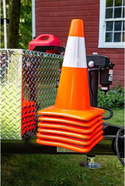 Carregador de cone de tráfego para caminhão, placa de montagem plana bloqueios rodoviários perna de pinça de cabelo armazenamento de pernas Cone organizador de tráfego bracket