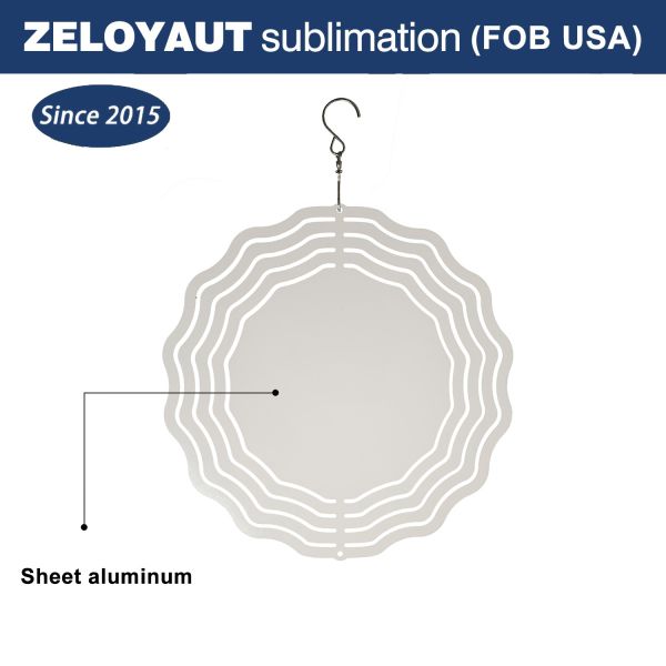 High Quality New Design Aluminum Sheet Wave Sublimation Wind Spinners Blanks Yard 3d Metal Wind Spinner Spiral for Decoration