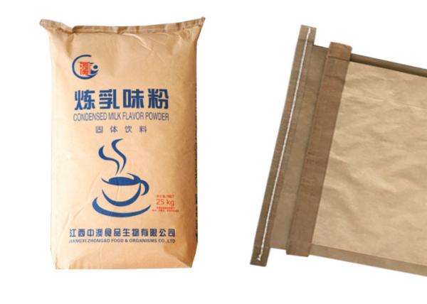 Open Top Flat Bottom Sewn 20kg Multiwall Paper Bags 25 Kg Package Paper Bag
