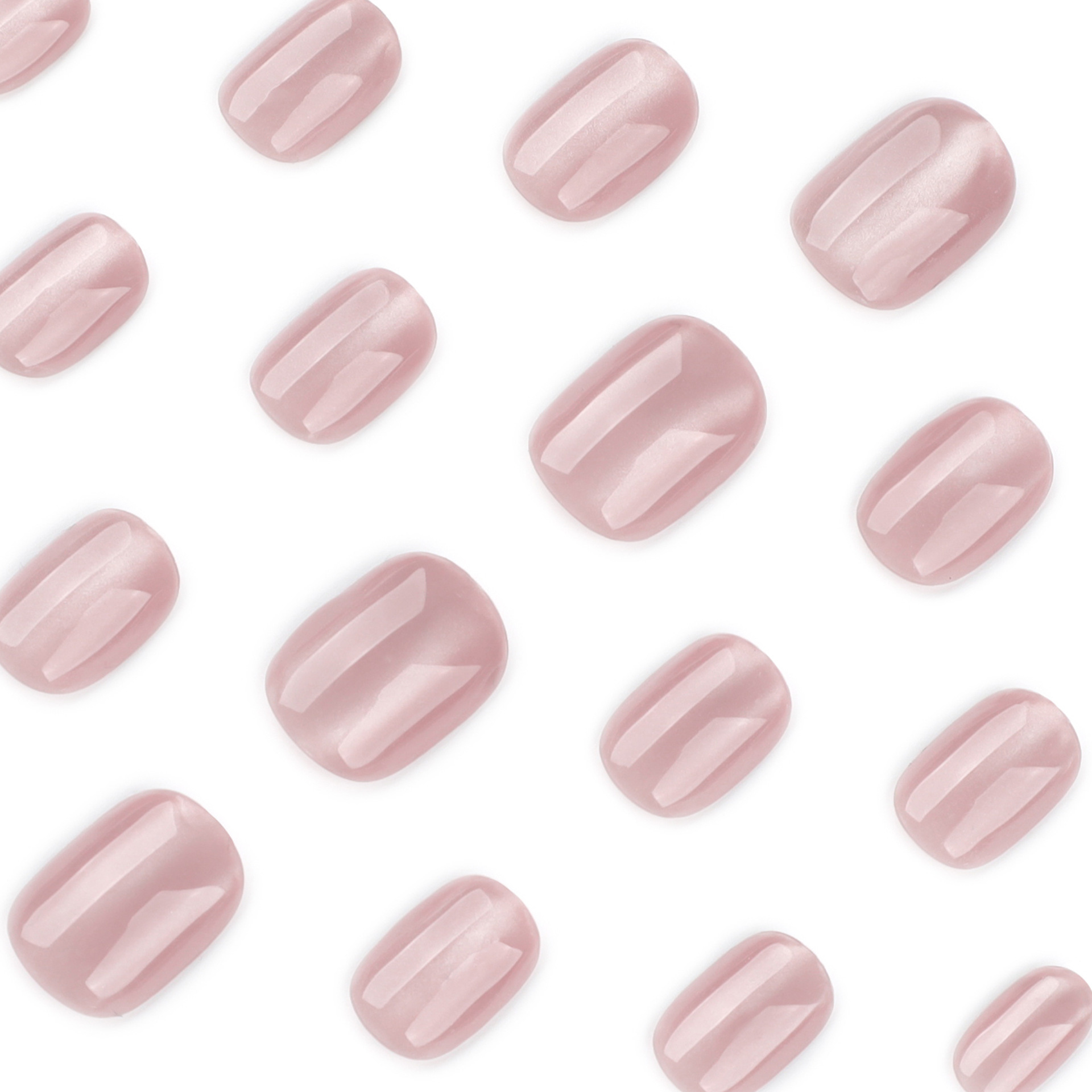 24Pcs Nude Cat Eyes Press On Nails OEM ODM Round Cat Eye Nails