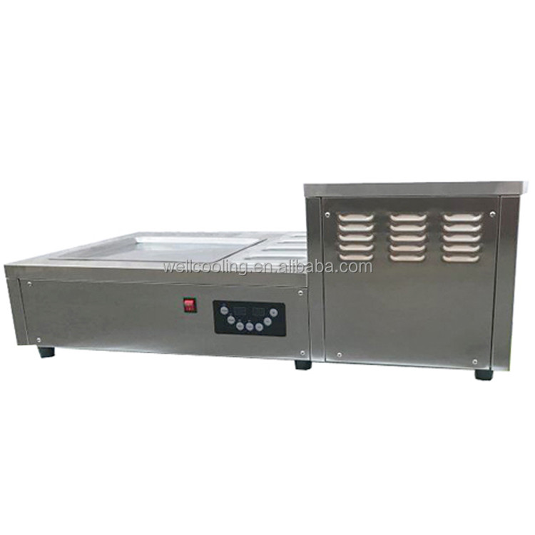 Manufacturers Supply Square Pan Fried Ice Cream Machine Commerical Flat Pan Fry Ice Roll Machine With Cheap Price