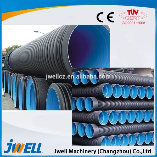 Jwell HDPE/P6P/PVC Vertical Type Double Wall Corrugated Pipe and PVC Ribbed Pipe Extrusion Line