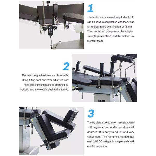 ICU Operation Theatre Equipment 2020mm Electric Operation Table Stainless Steel