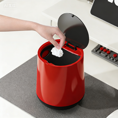 Light Luxury Press-type Desktop Trash Bin with Built-in Charcoal Filter Eco-Friendly Sensor Operated Lid