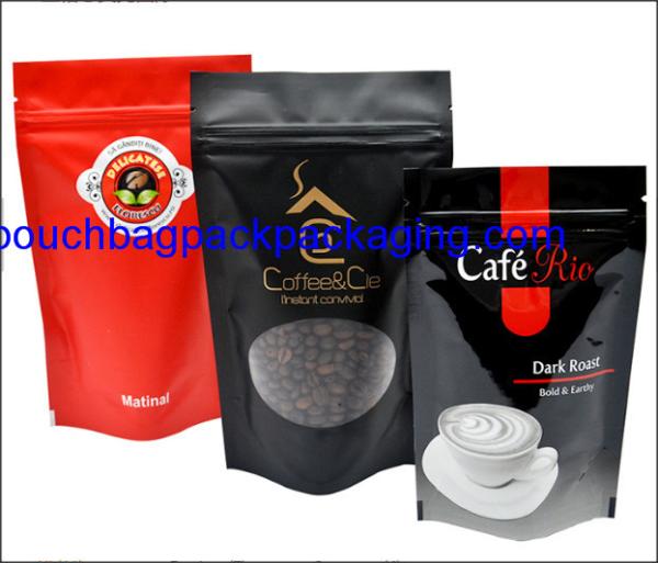 Stand up pouch, doypack with zip lock and valve for coffee packaging 300 g