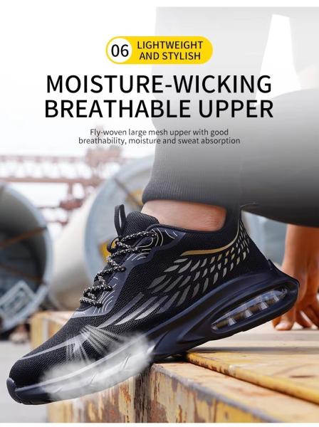 Industrial Work Flyknit Safety Shoes With Air-cushioned Sole And Kevlar Midsole