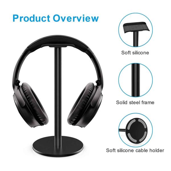 Portable Universal Gaming Headset Holder Aluminum Desktop Headphone Stand 225mm