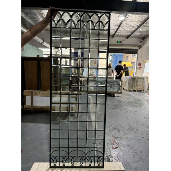 Decorative beveled glass for wood doors  wiht black caming