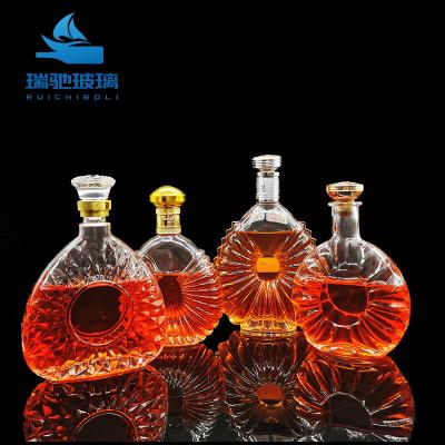 Embalagem personalizada de logotipo 750ml Garrafas de vidro vazias de brandy e uísque com fabricação de cortiça
