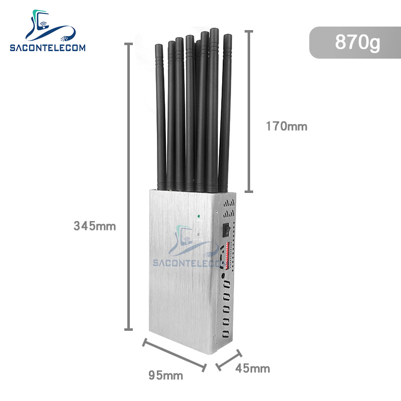 12 радиус UHF 20m VHF WiFi GPS Lojack Jammer сигнала диапазонов 2G 3G 4G 5G Handheld