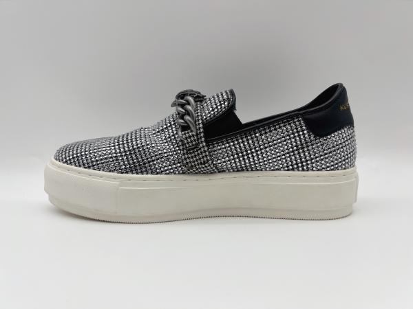 Comfortable Platform Womens Leisure Shoes Soft Mix Textile Fabric Black / White