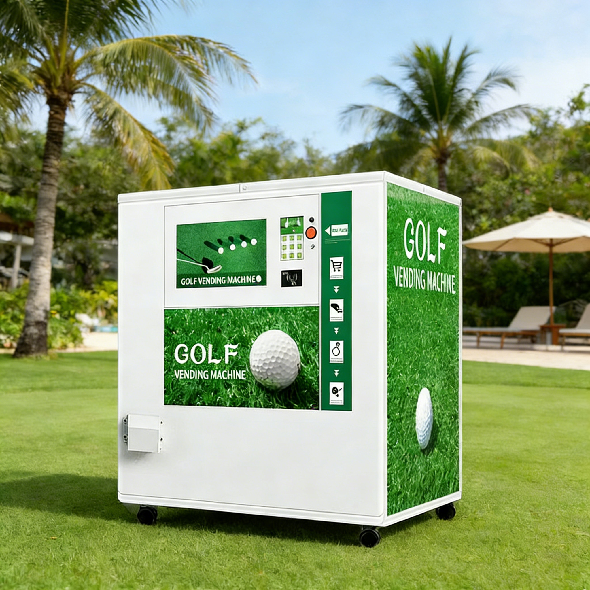 Haloo 22 inch advertising intelligent high-definition screen outdoor golf vending machine with large capacity automatic serve