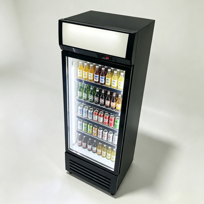Commercial Glass Door Beverage Cooler with LED Lighting and Digital Temperature Controller for Customizable Advertising