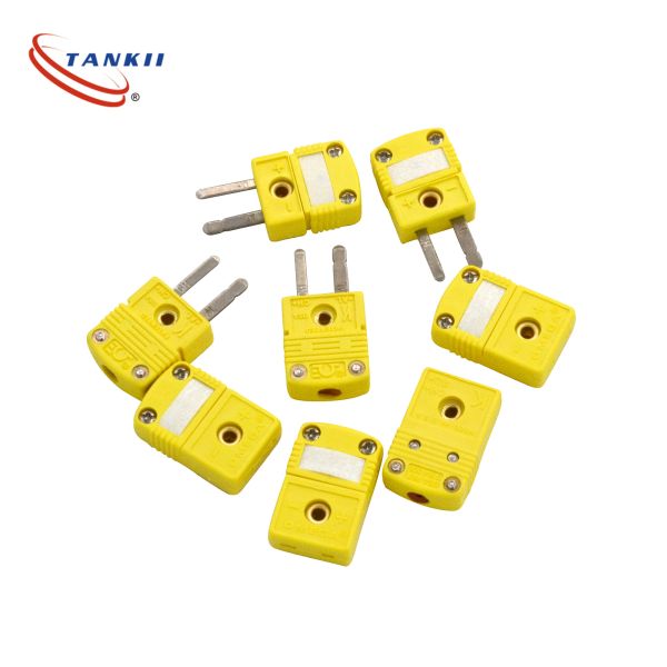 Yellow Colour K Type Thermocouple Connector Two Flat Pin Connector Used For Semiconductor
