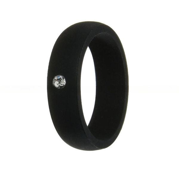 Wedding Silicone Rings Breathable 5.7mm with Cubic Zirconia Inlay Multi Colors