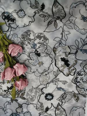 A lantejoula floral do laço de 125CM bordou a tela para blusas do vestido