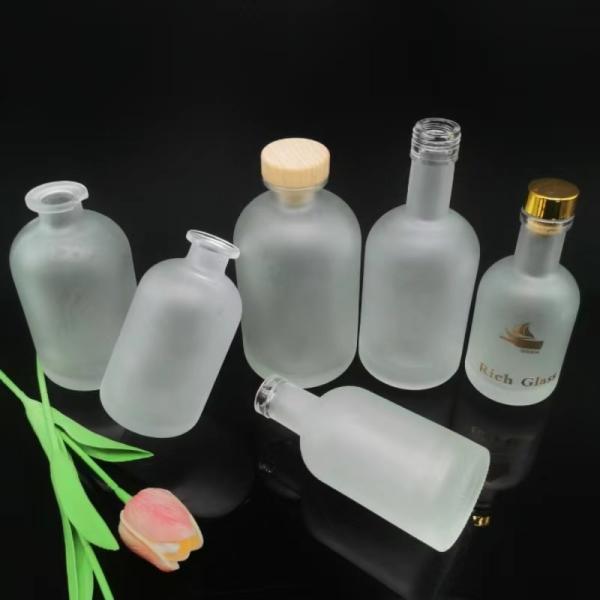 500ml Frosted Clear Empty Alcohol Liquor Glass Bottle with Aluminum Plastic PP Collar