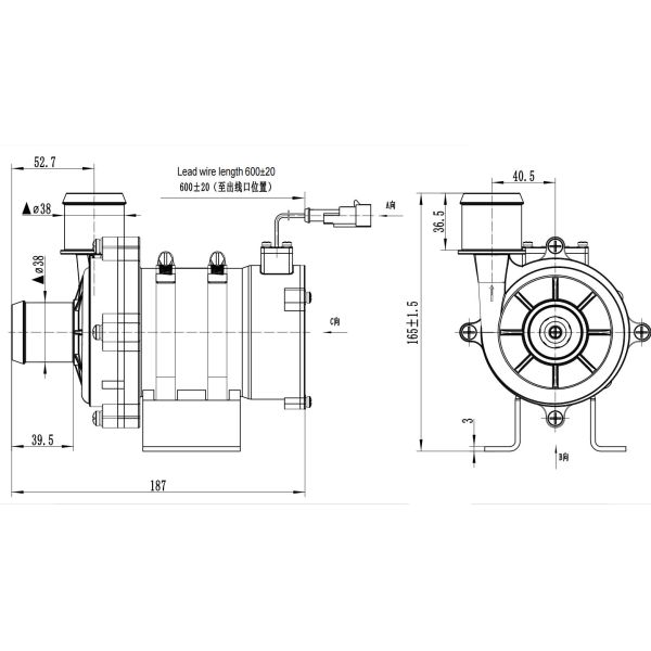 New Energy Automobile Water Pump Heat Sink Cooling System 300W 24V