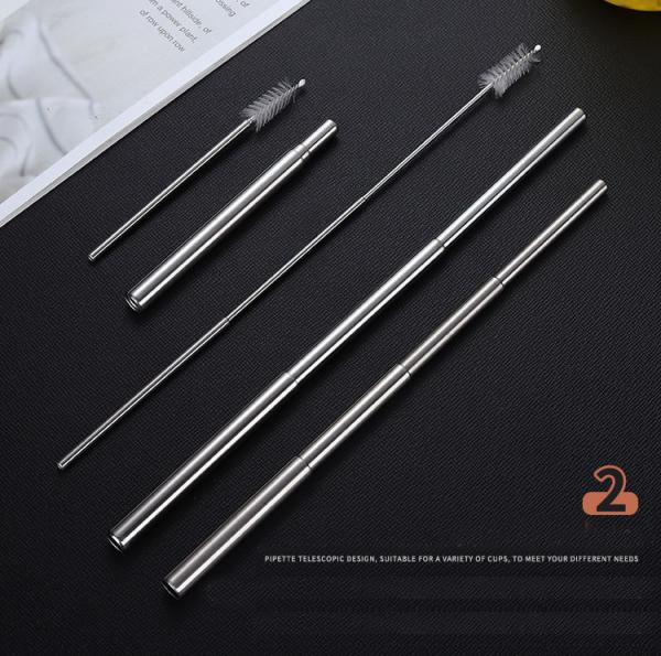 FDA Approved Collapsible Stainless Steel Straws , Metal Bubble Tea Straws