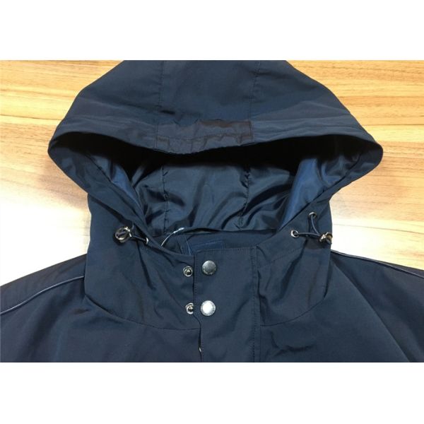 Winter Padded Mens Medium Trench Coat Navy Blue Hood And Zip Through Outwear