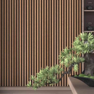 Factory Walnut Slat Wood Panel With Black Pet Felt Interior acoustic Wall panel
