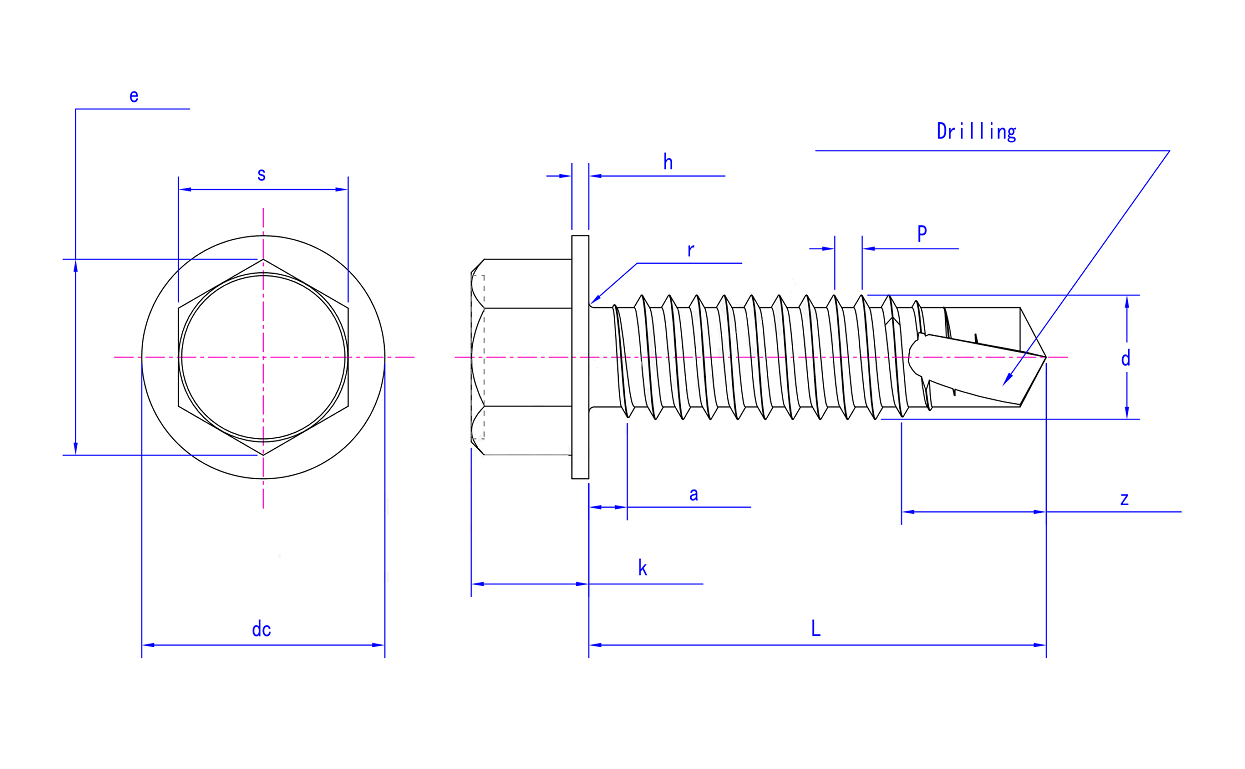 Поверхность высокой отметки винта главной собственной личности фланца нейлона наговора сверля стальная противокоррозионная покрывая
