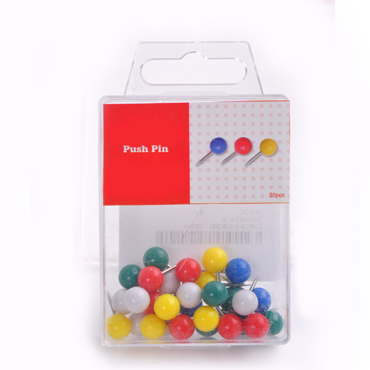 high quality 30pcs colourful ball shaped pearl push pin drawing pins