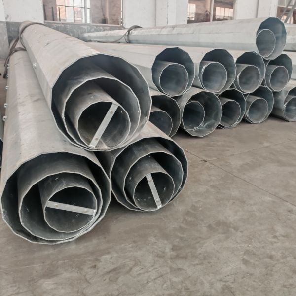 Hongxin Polygonal Galvanized 450Mpa Steel 90FT 100FT Power Transmission Steel Poles