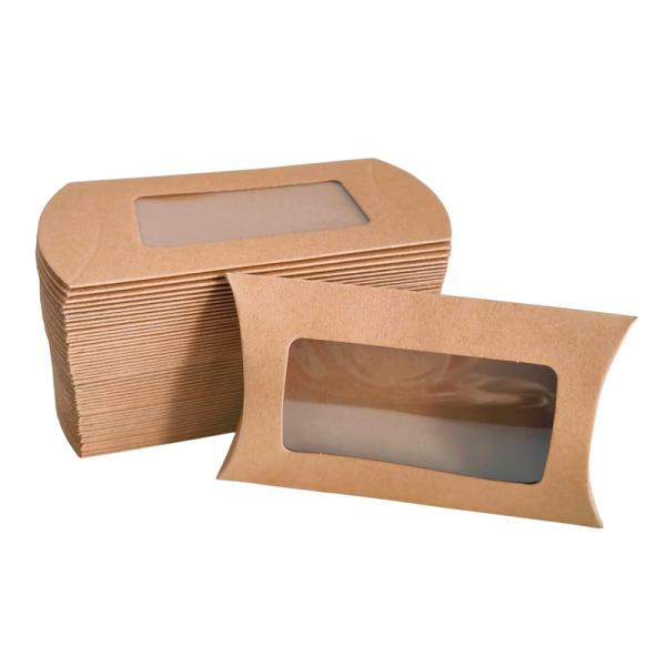 Kraft Black White Pillow Window Gift Box Set for Candy Packaging