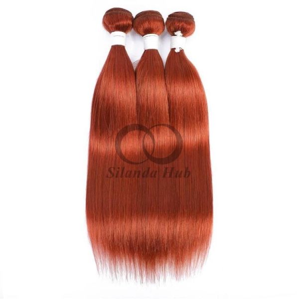 Ginger Orange Straight Remy Human Hair Bundles Sew In Weave Bundles Brazilian Bundle Deals