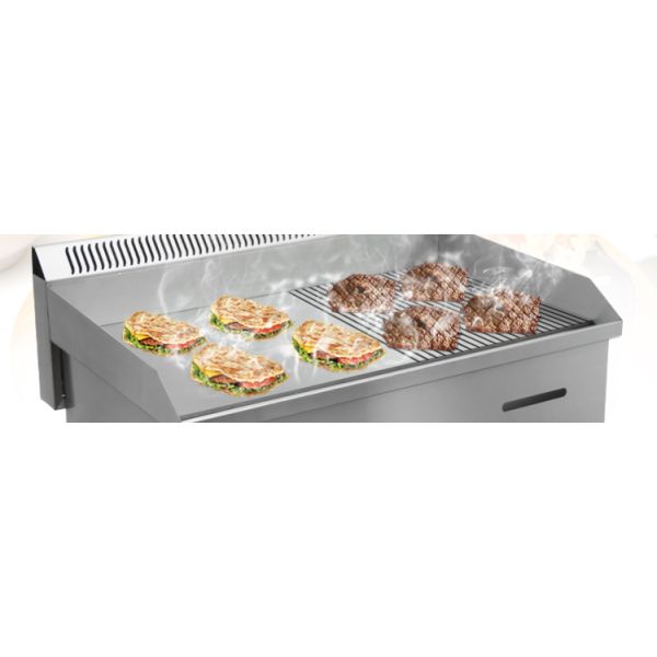 11.5kW Protective Case Stainless Steel Gas Burger Griddle with 1/3 Grooved Countertop