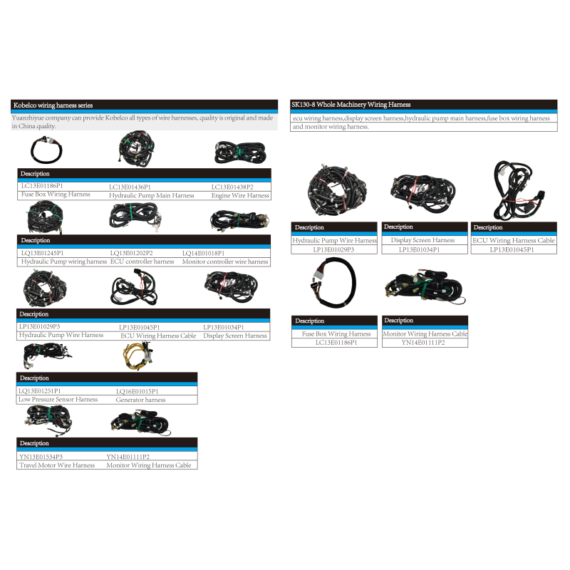 Original Parts SK130-8 SK140-8 Main Wiring Harness/Display Line LP13E01034P1 for Kobelco Excavator Parts