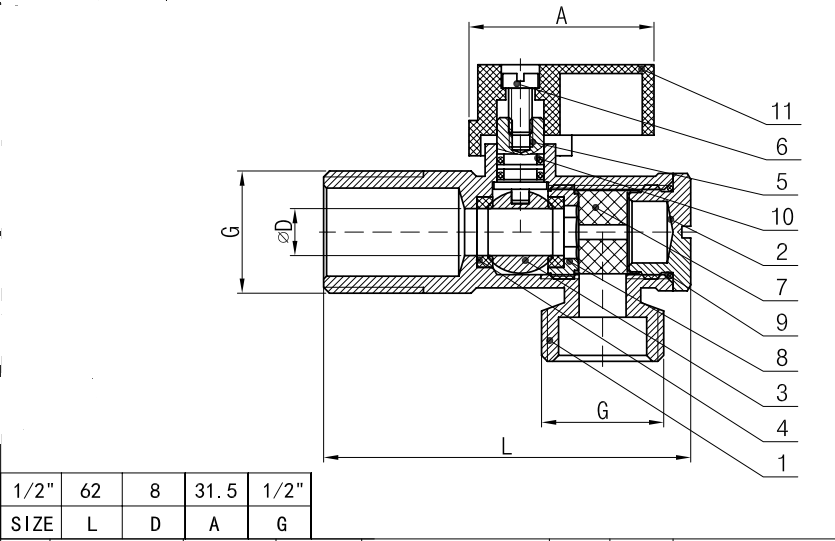 Toilet 2M Brass Angle Valve ISO14001 90 Degree Angle Valve