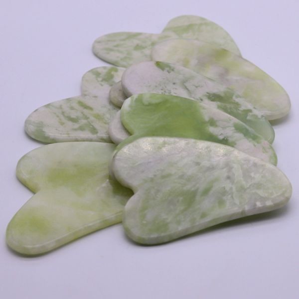 Green Jade Guasha Stone Facial Neck Body Massage Scraping Tool for Face and Body Logo