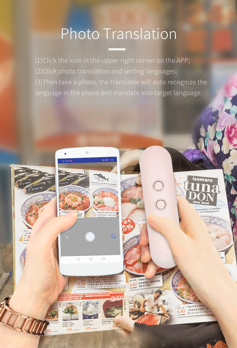 Two Way Portable Language Translator Machine Mini AI Translation Pen