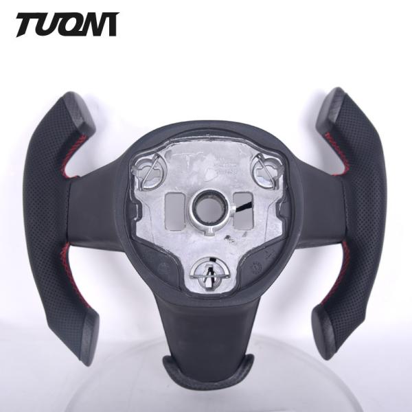Matte Carbon Fiber Tesla Model 3 Model Y Steering Wheel Perforated Leather