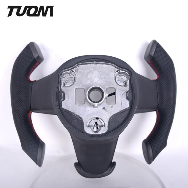 Matte Carbon Fiber Tesla Model 3 Model Y Steering Wheel Perforated Leather