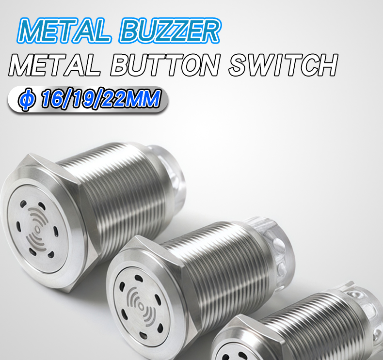 16MM 19MM 22MM IP65 Electronic Stainless Steel Metal Signal Buzzer with LED Intermittent Alarm Flashing Screw Terminal