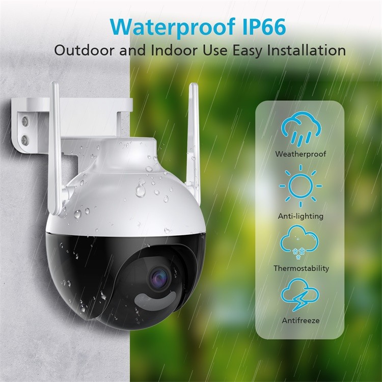 Беспроводная камера слежения 4k Ip66 на открытом воздухе водоустойчивая с сиреной сигнала тревоги