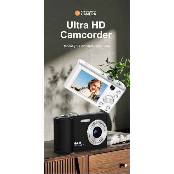 Autofocus Digital Camera 44MP FHD 4K 16X Digital Zoom Compact Point Shoot Camera with 64GB SD Card Expandable to 128GB