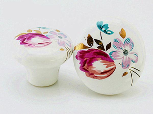 Black Kitchen Cupboard Ceramic Handles And Knobs 32mm Dia Round Porcelain Dresser Pulls