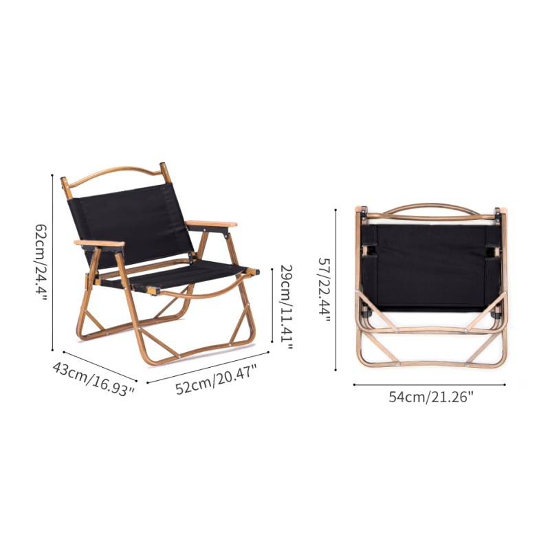 Metal Type Aluminum Wood Grain Portable Folding Camping Chair for Outdoor Furniture