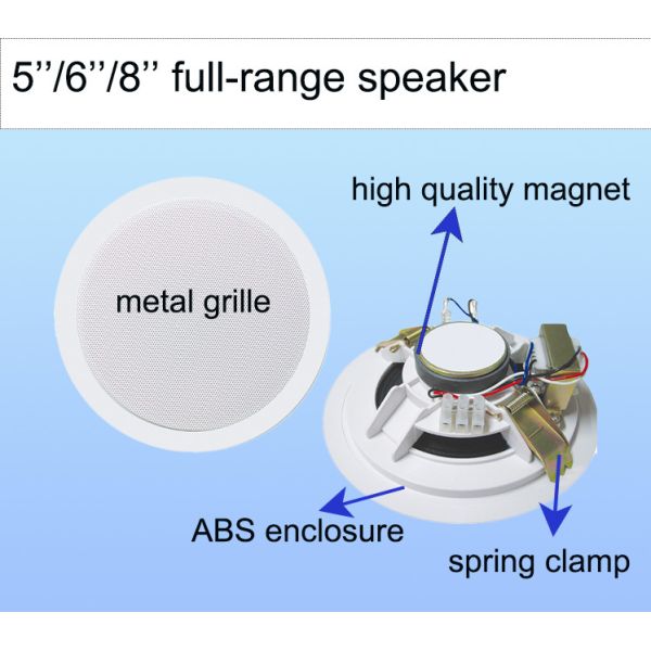10W 100V 8-inch Ceiling Speaker ABS Plastic PA System Economical Wholesale Price