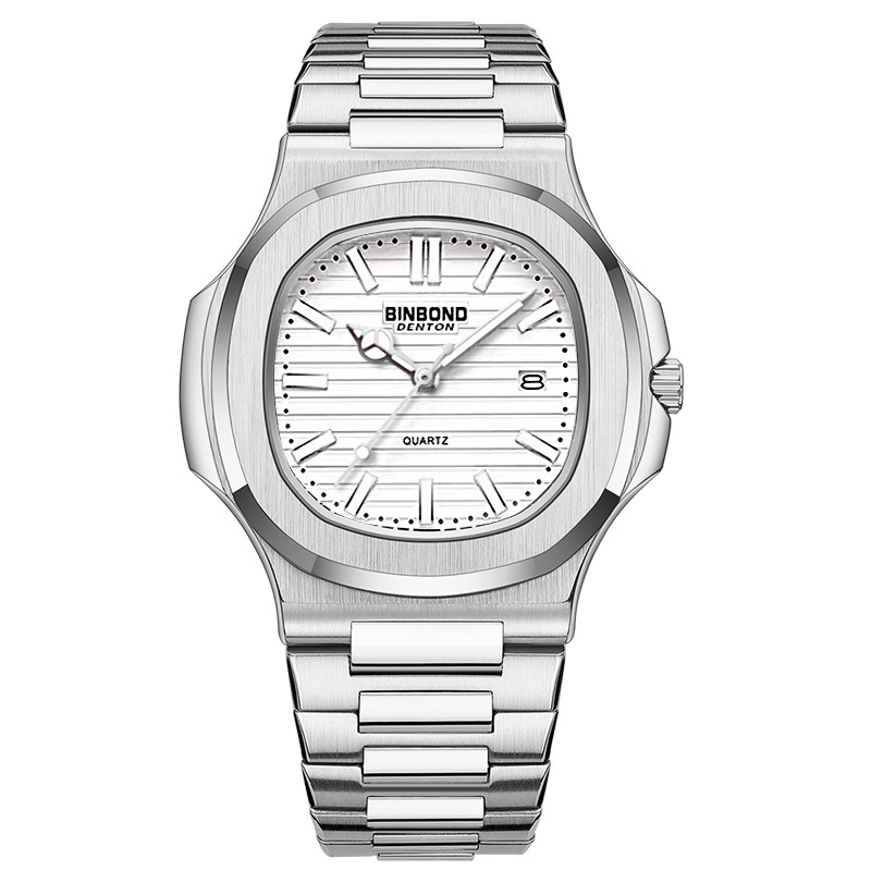 Men's Octagonal Stainless Steel Quartz Watch – Classic Business Dress Watch