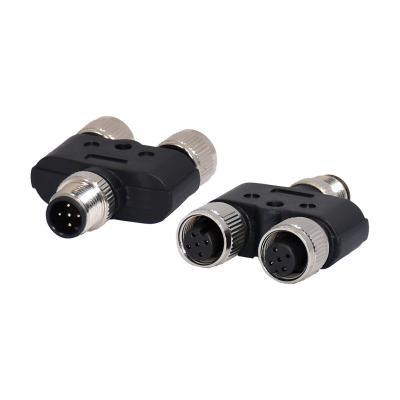 M12 homem impermeável do distribuidor do conector M12 Y ao conector fêmea do atuador de sensor