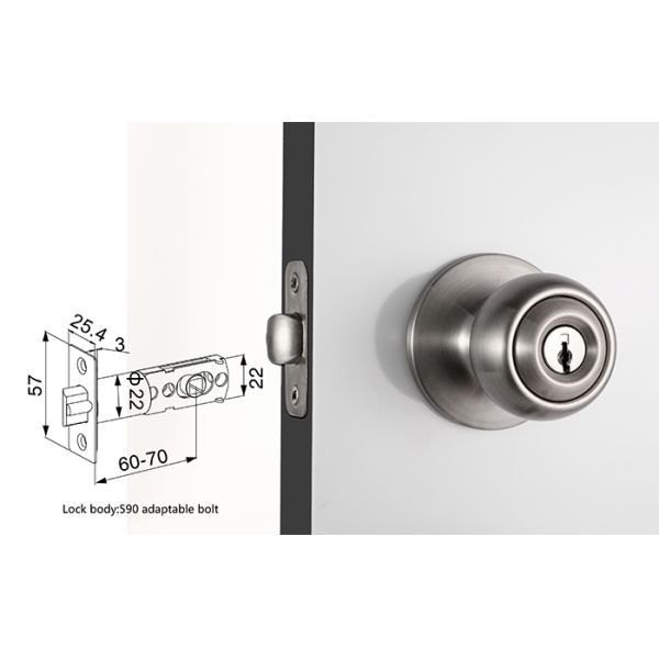 Внешняя дверь Цилиндровые дверные ручки Замок Сатин Никелевая ручка рычаг