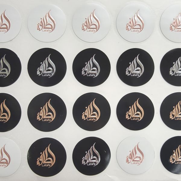 Small Round Aluminum Foil Embossed Label Sticker Die Cut Labels Roll Custom for Crafts Package or Logo Design