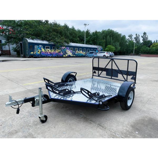 Remorque à moto double personnalisée résistante à la corrosion avec levage hydraulique